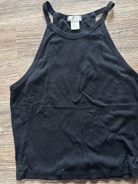 Bozzolo Black Ribbed Crop Tank Top